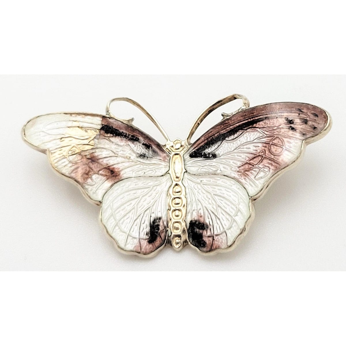 Tina Oxager Denmark Jewelry Rare Danish Designer Tina Oxager Sterling Enamel Butterfly Brooch Pendant 1992