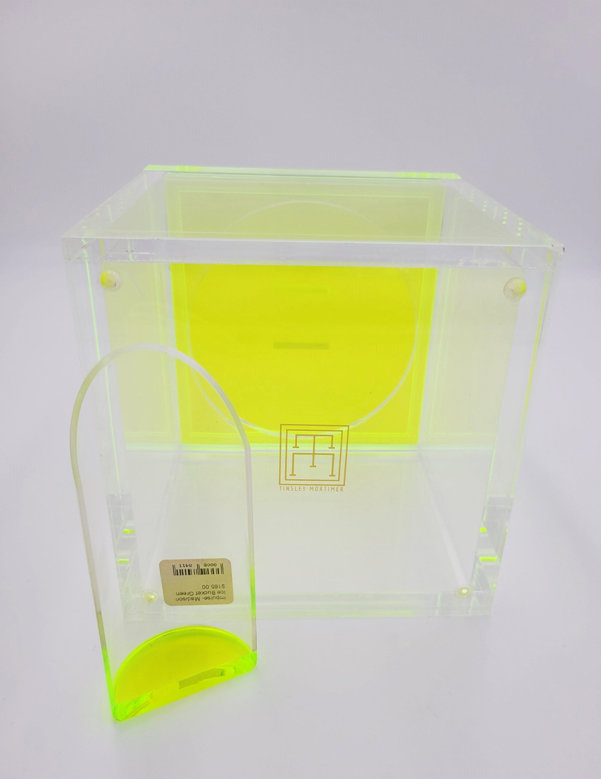 Tinsley Mortimer Ice Bucket Neon Green Yellow Solid Lucite Ice Bucket #1