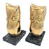TMCMH Bookends Vintage Brass on Marble Base Owl Bookends 1960&