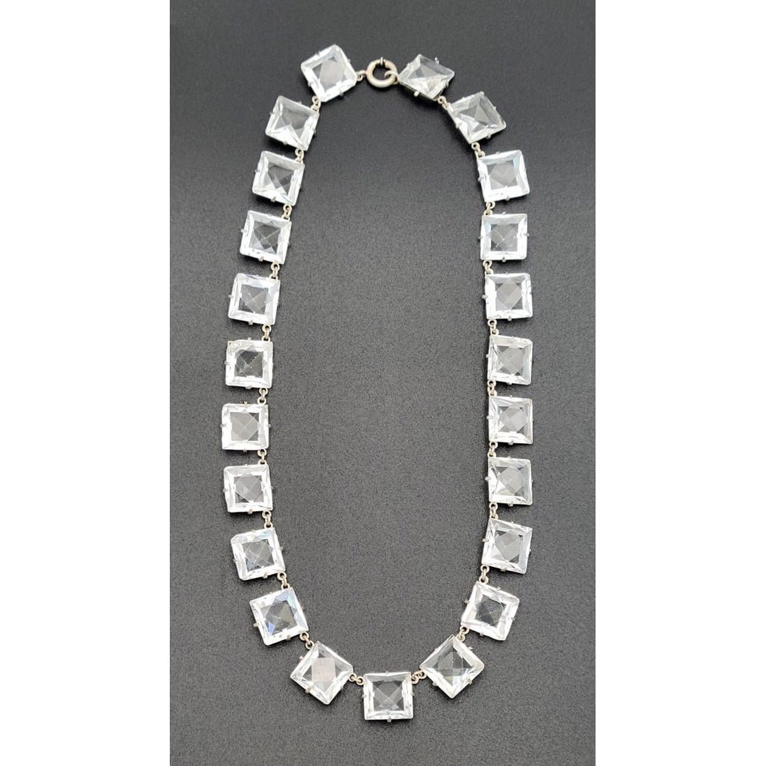 TMCMH Jewelry Japanese Sterling Clear Quartz Necklace Circa 1930s