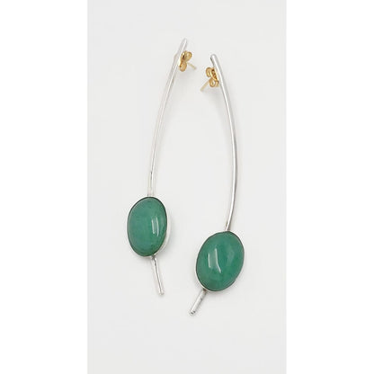 TMCMH Jewelry Sterling Silver 14k gold Jadeite Modernist Earrings
