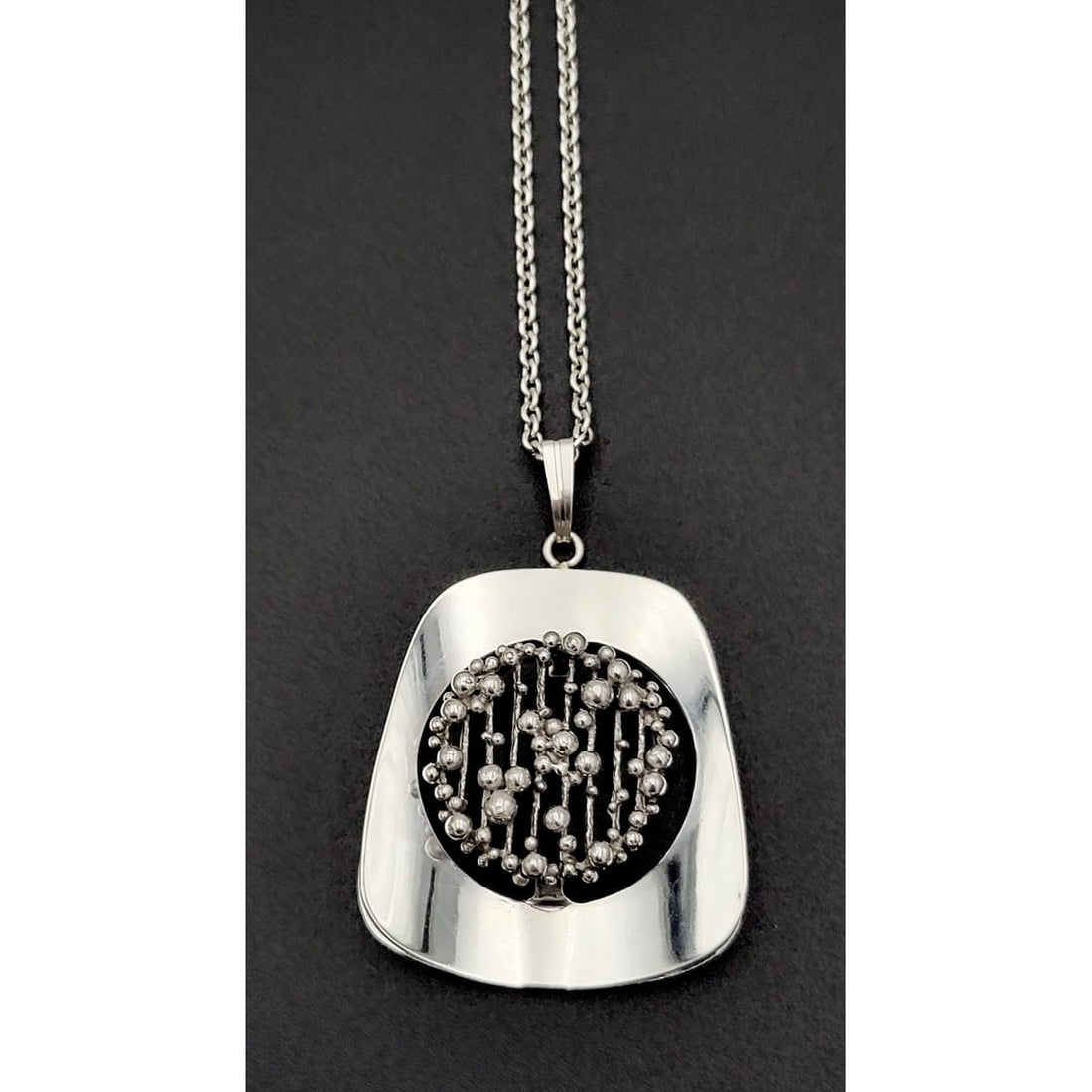 TMCMH Jewelry Vintage London Import Sterling Abstract Modernist Pendant Necklace