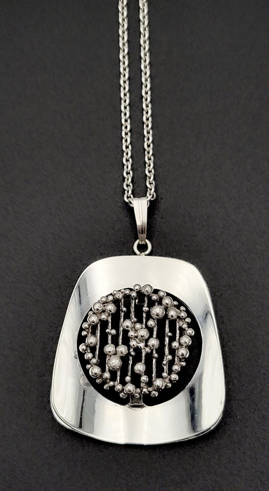 TMCMH Jewelry Vintage London Import Sterling Abstract Modernist Pendant Necklace