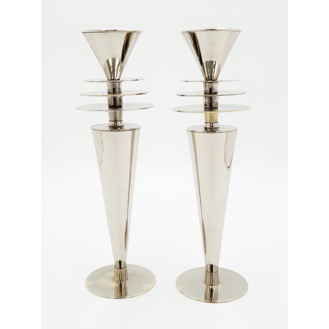 TMCMH Lighting MCM Retro Atomic Chrome Candlesticks Set