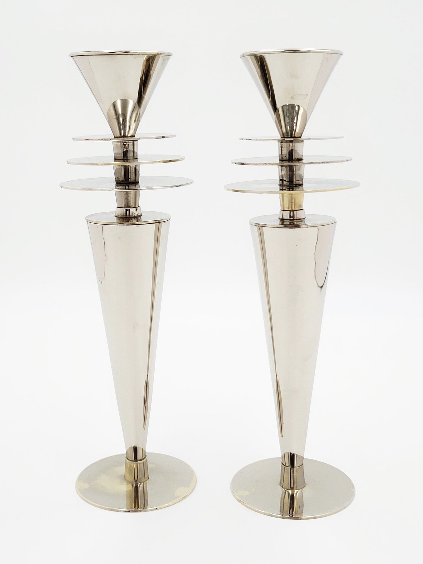 TMCMH Lighting MCM Retro Atomic Chrome Candlesticks Set