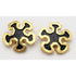 Tortolani Italy Jewelry Tortolani Italy Gold & Black Enamel Flower Couture Runway Earrings 1980s