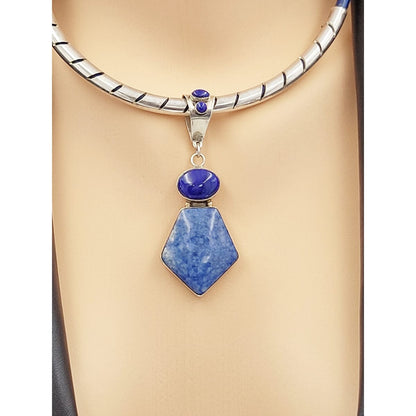Troutman Jewelry Navajo Designer Troutman Sterling Lapis Lazuli Leather Pendant Necklace 1996