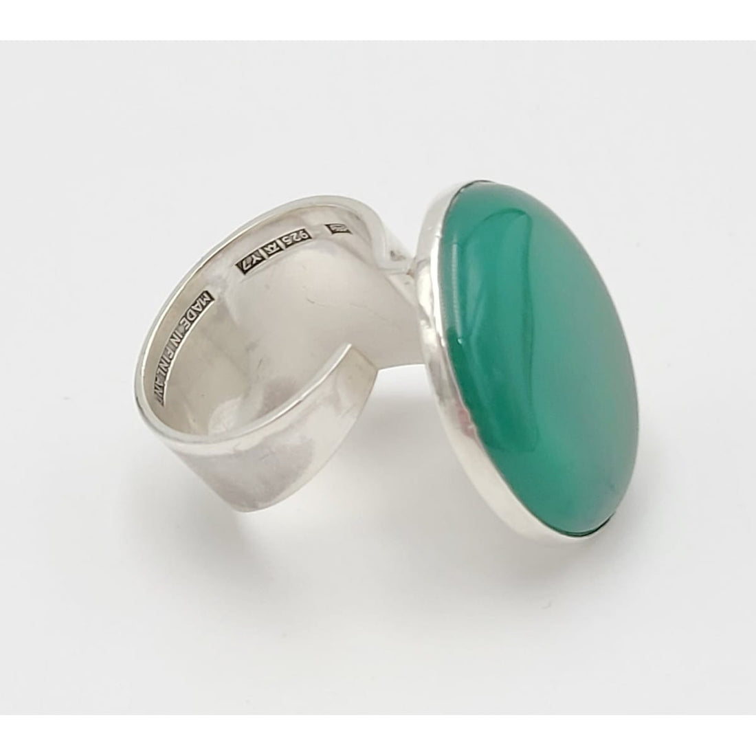 Valon Kulta Hopea Valo-Koru Jewelry Rare Finnish Valon Kulta &amp; Hopea Sterling Chalcedony Modernist HUGE Ring 1976
