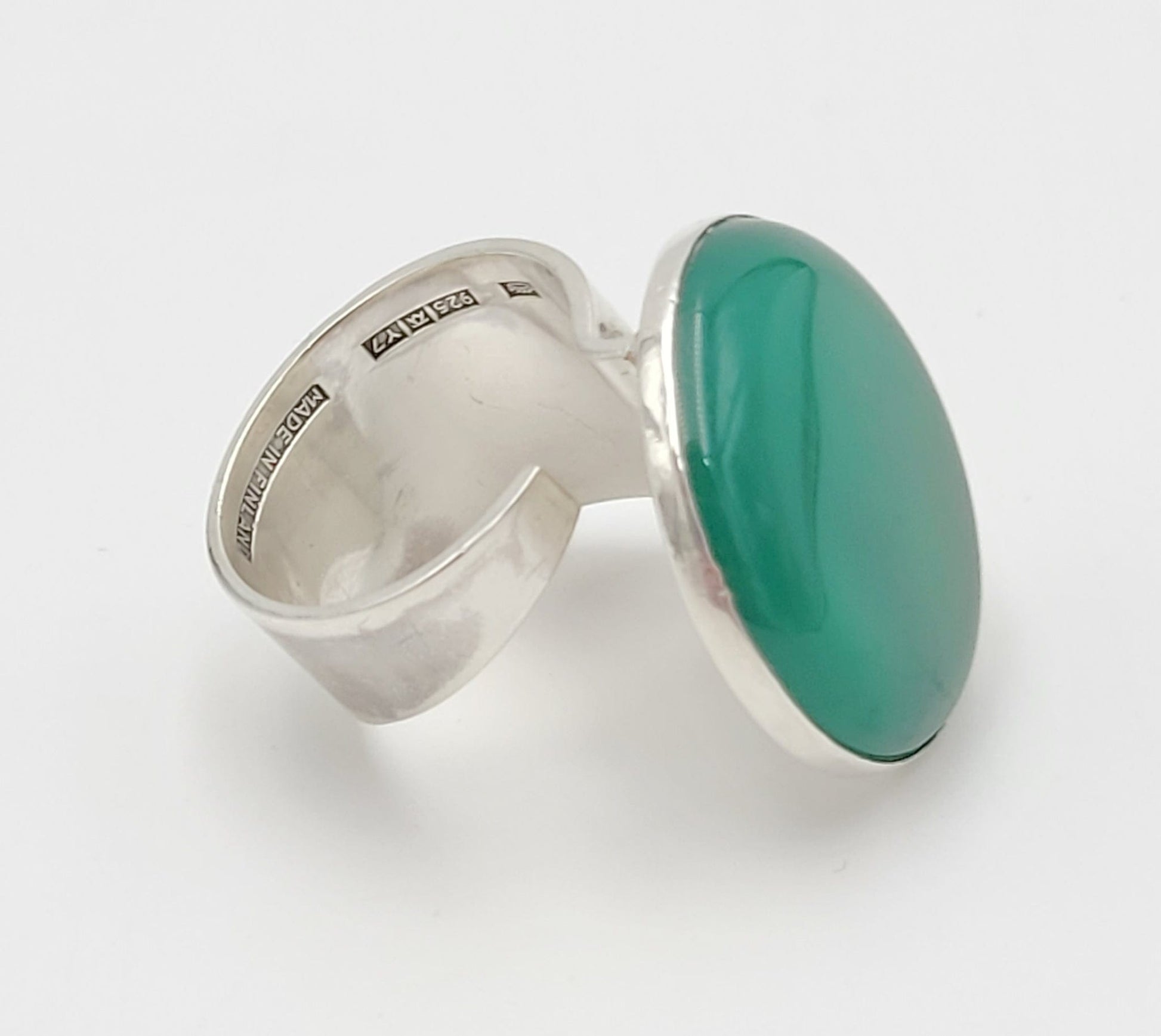 Valon Kulta Hopea Valo-Koru Jewelry Rare Finnish Valon Kulta & Hopea Sterling Chalcedony Modernist HUGE Ring 1976