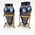 Vintage Iridescent Glass Vase SET/2 Kralik Art Nouveau Banded Iridescent Blown Glass Vases w/Stands 1900-1910s