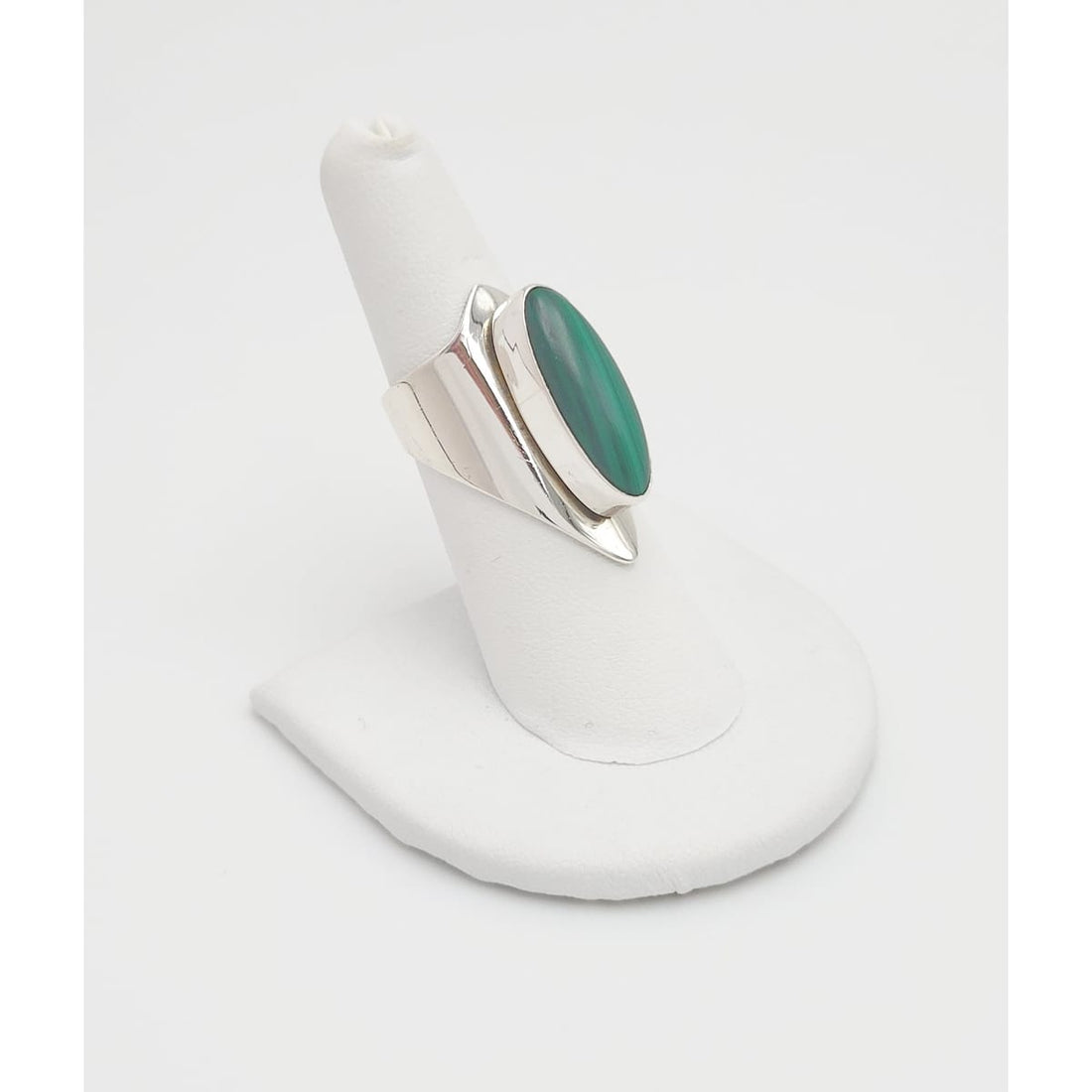 Vintage Malachite Sterling Jewelry Superb Artisan Signed Sterling &amp; Malachite Scandinavian Modernist Style Ring