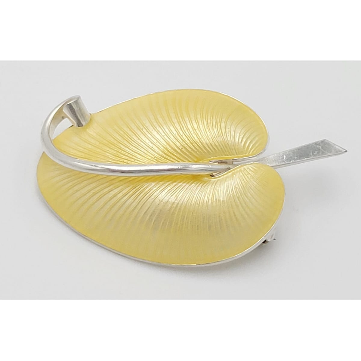 Volmer Bahner Jewelry Danish Designer Volmer Bahner Large Sterling &amp; Enamel Calla Lily Brooch Circa 1950s