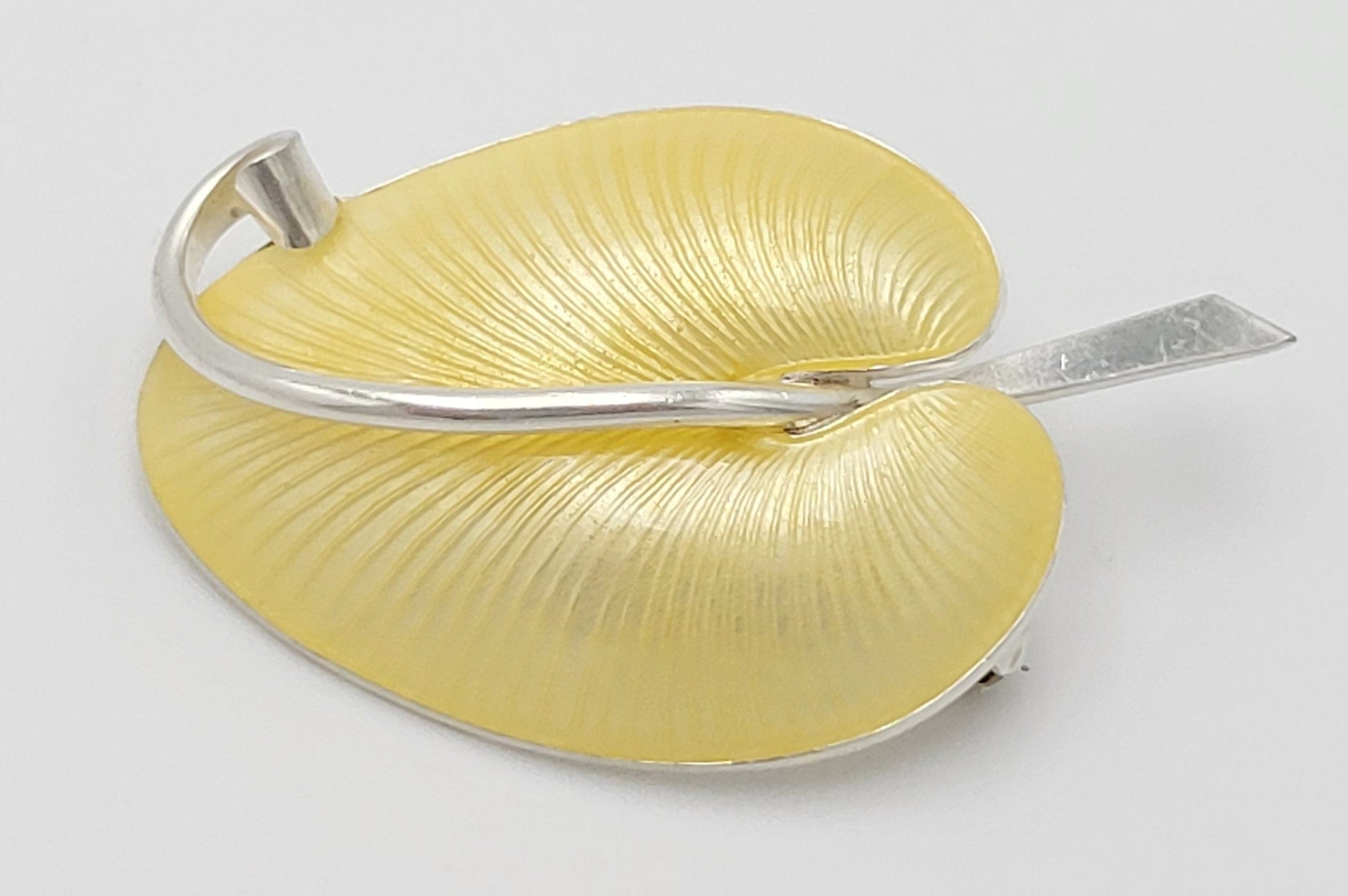 Volmer Bahner Jewelry Danish Designer Volmer Bahner Large Sterling & Enamel Calla Lily Brooch Circa 1950s