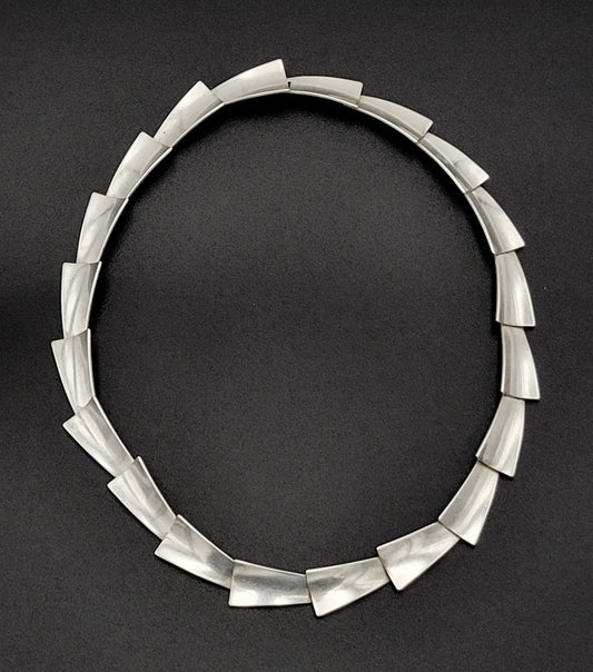 Volmer Bahner Jewelry Danish Designer Volmer Bahner Sterling Articulating Panel Links Necklace 1950s