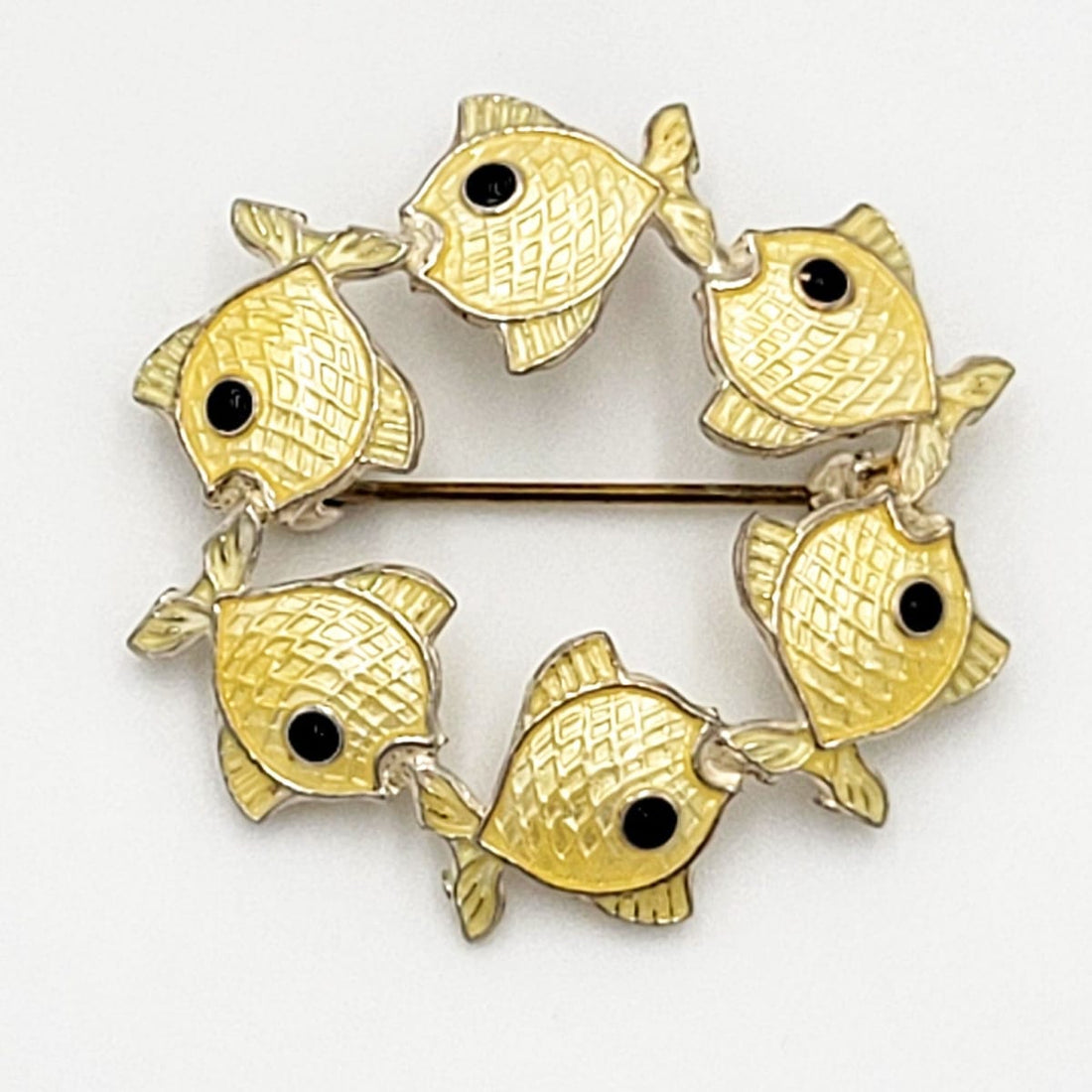 Volmer Bahner Jewelry Danish Designer Volmer Bahner Sterling  &amp; Enamel Fishes Brooch Circa 1950s