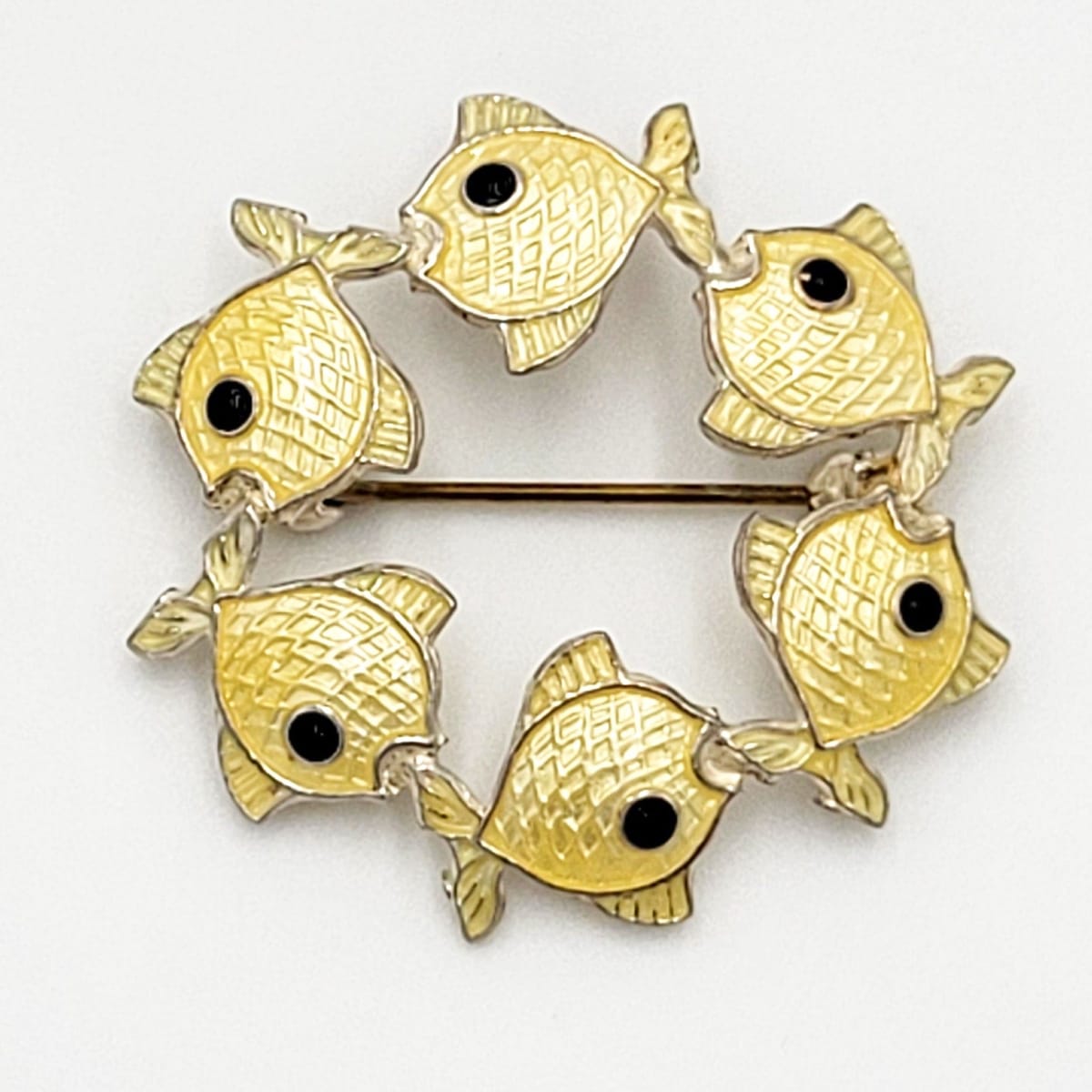 Volmer Bahner Jewelry Danish Designer Volmer Bahner Sterling  &amp; Enamel Fishes Brooch Circa 1950s