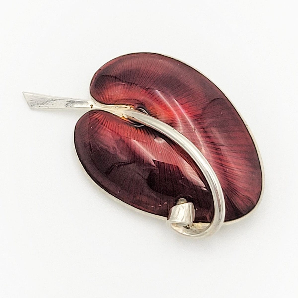 Volmer Bahner Jewelry Danish Designer Volmer Bahner Sterling &amp; Enamel Large Calla Lily Brooch Circa 1950s