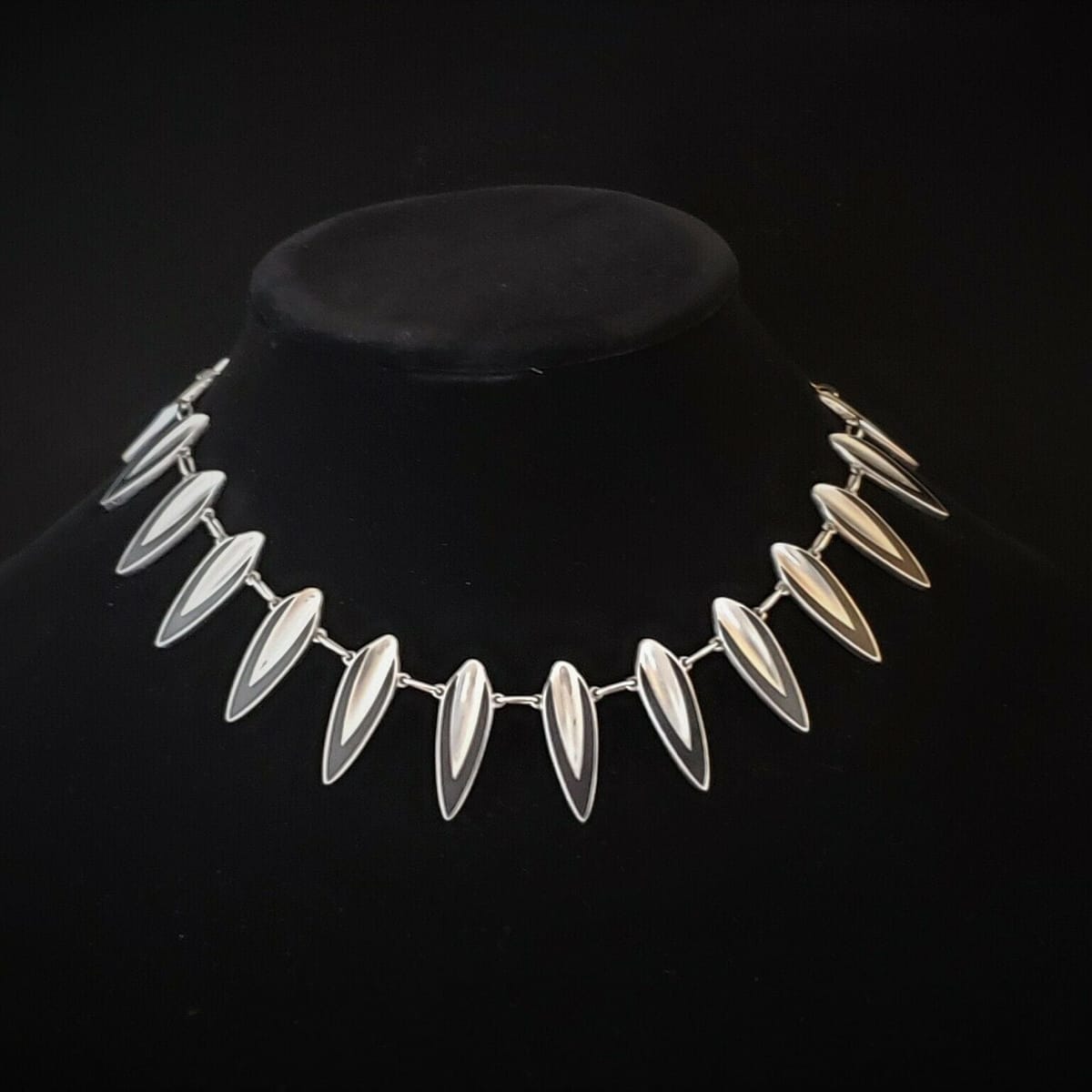 Warmind Jewelry Extremely Rare WARMIND 925S Black Enamel Denmark MODERNIST Necklace 1971