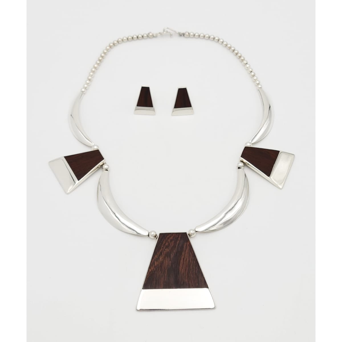 White Hogan Jewelry Superb Navajo White Hogan Sterling Modernist Necklace Earrings Set