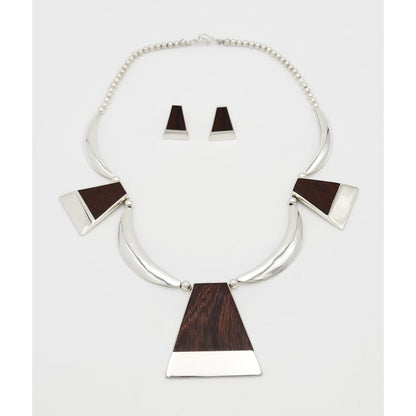 White Hogan Jewelry Superb Navajo White Hogan Sterling Modernist Necklace Earrings Set